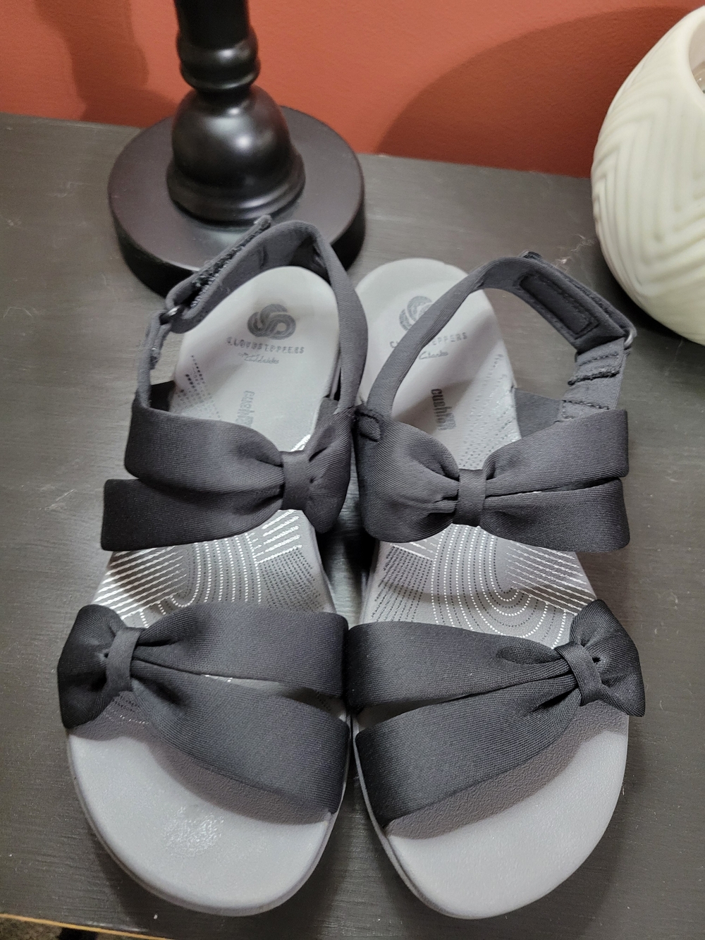 Cloudsteppers by Clarks Black Bow Slingback Sandals